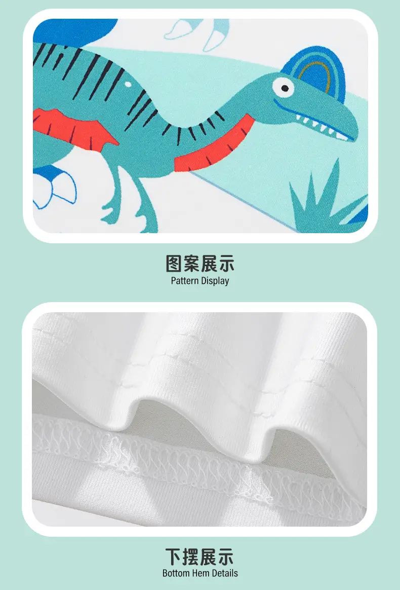 2025 Summer New Boys T-Shirt Cartoon Dinosaur White — feature 8