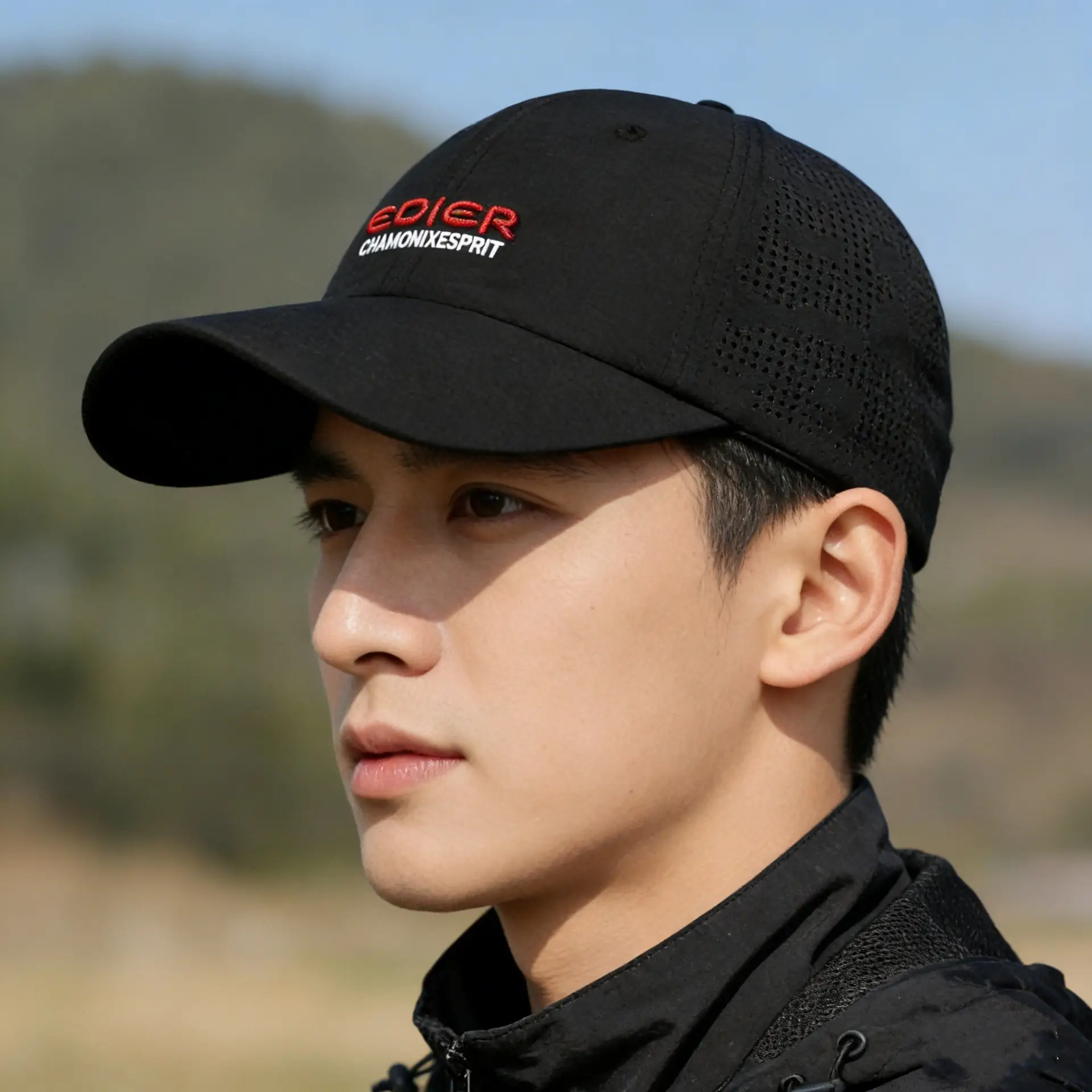 Korean Style Grey Baseball Cap with Embroidered Logo - Image 11