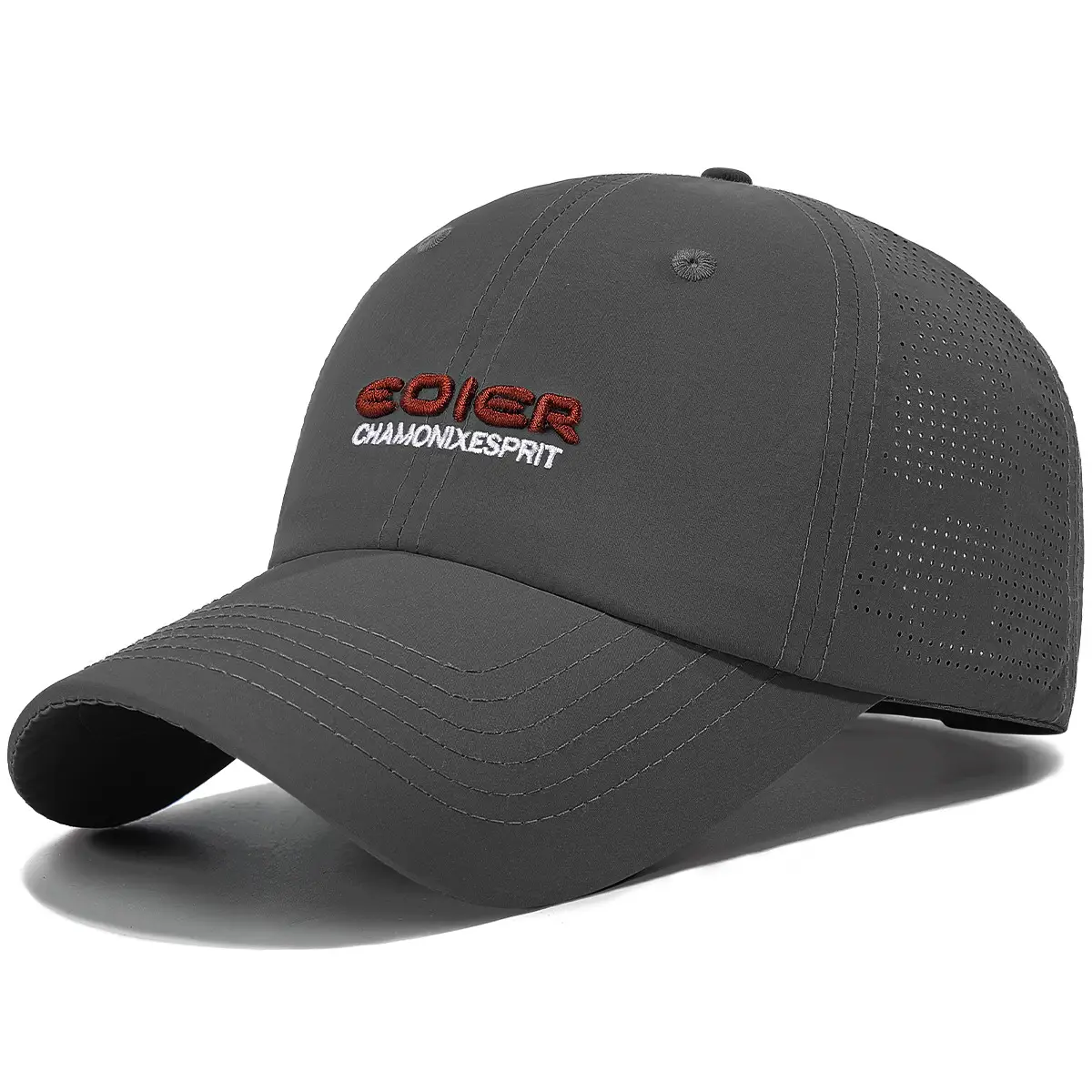 Korean Style Grey Baseball Cap with Embroidered Logo - Image 3