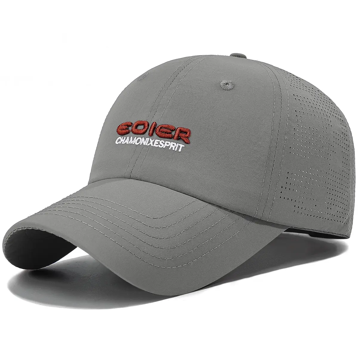 Korean Style Grey Baseball Cap with Embroidered Logo - Image 6
