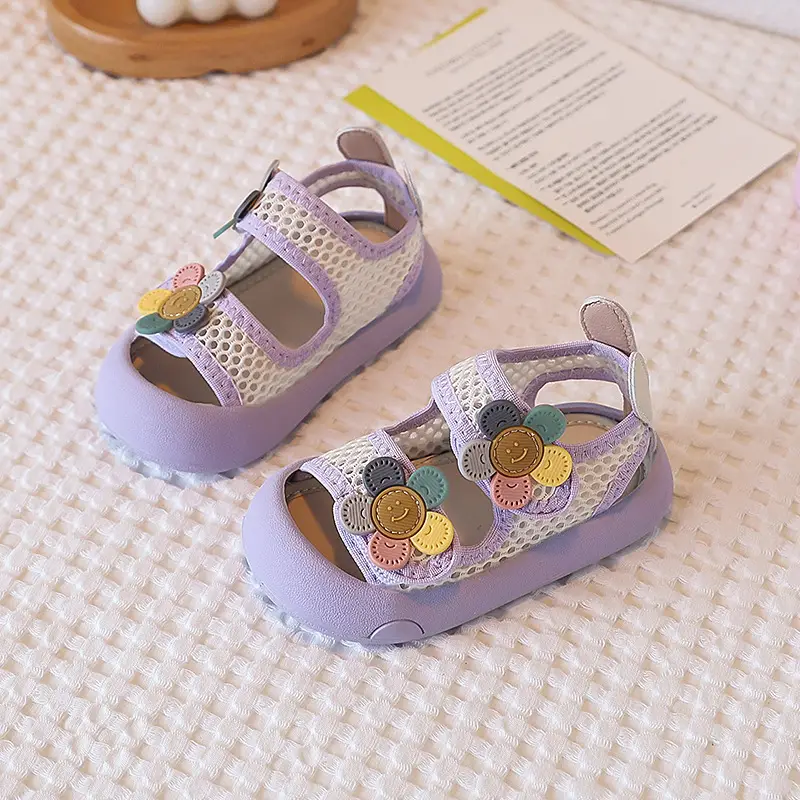 Baby Girl Flower Sandals White Mesh 2025