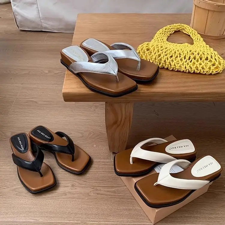 Thick-Soled Heightening Wedge-Heeled Flip-Flops for Women's Summer Outer Wear Flip-Flops 2025 New Style with Skirt Beach Sandals — feature 5