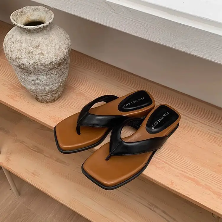 Thick-Soled Heightening Wedge-Heeled Flip-Flops for Women's Summer Outer Wear Flip-Flops 2025 New Style with Skirt Beach Sandals — feature 6