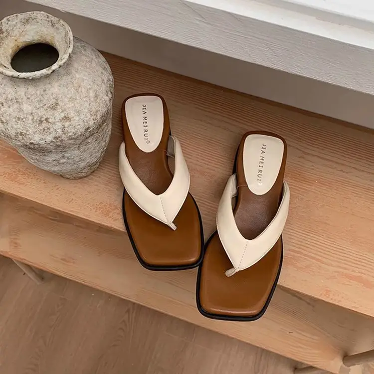 Thick-Soled Heightening Wedge-Heeled Flip-Flops for Women's Summer Outer Wear Flip-Flops 2025 New Style with Skirt Beach Sandals — feature 7