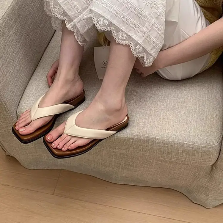Thick-Soled Heightening Wedge-Heeled Flip-Flops for Women's Summer Outer Wear Flip-Flops 2025 New Style with Skirt Beach Sandals — feature 9