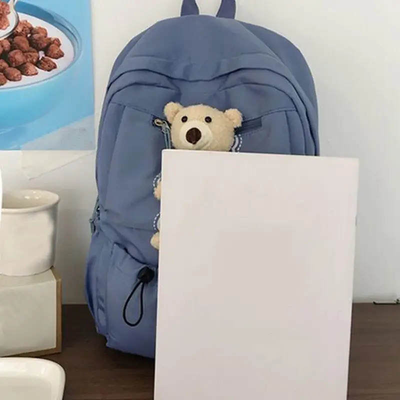 Purple Embroidered Unisex Backpack with Teddy Bear Design — feature 17