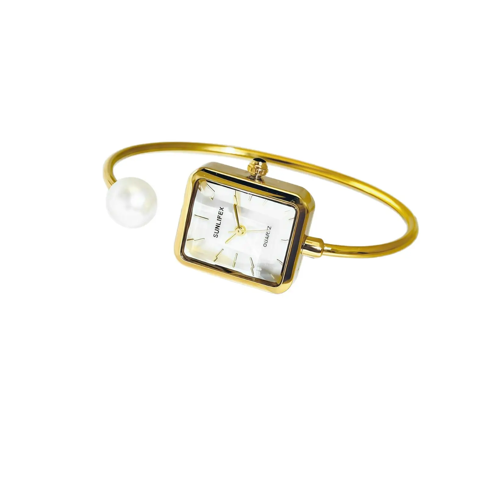 Gold Square Pearl Watch for Women Antique Style