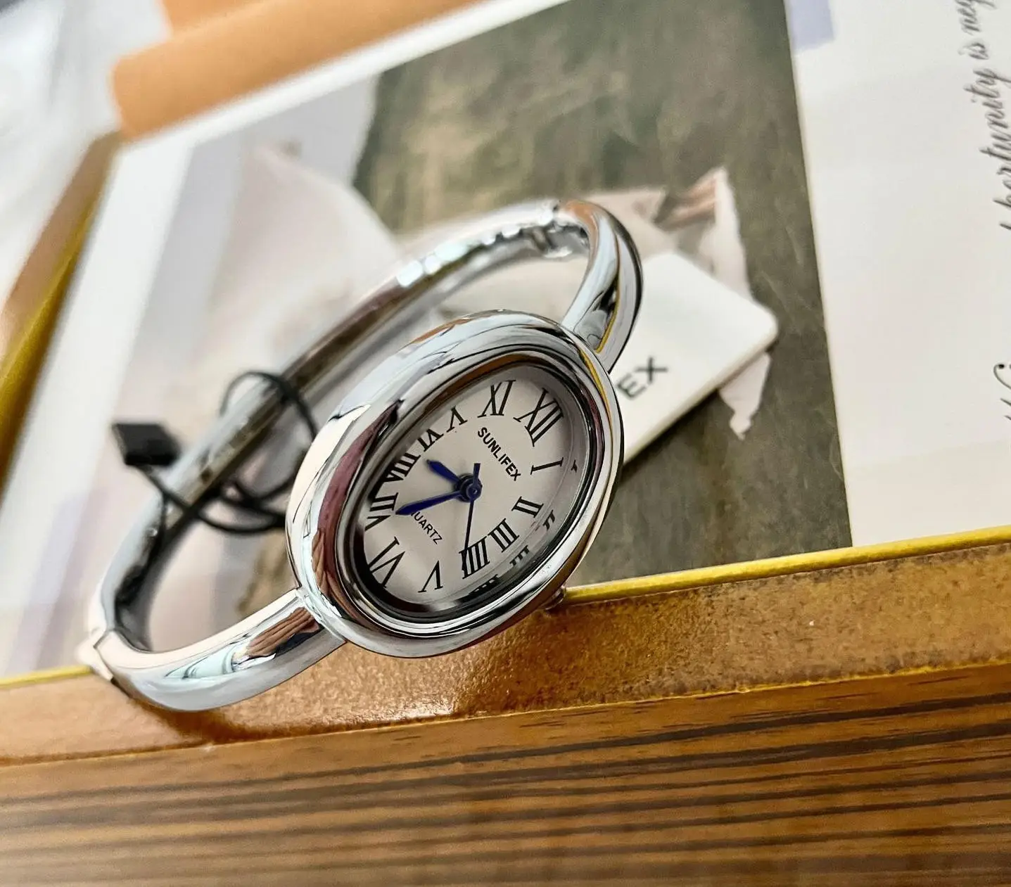 Gold Square Pearl Watch for Women Antique Style