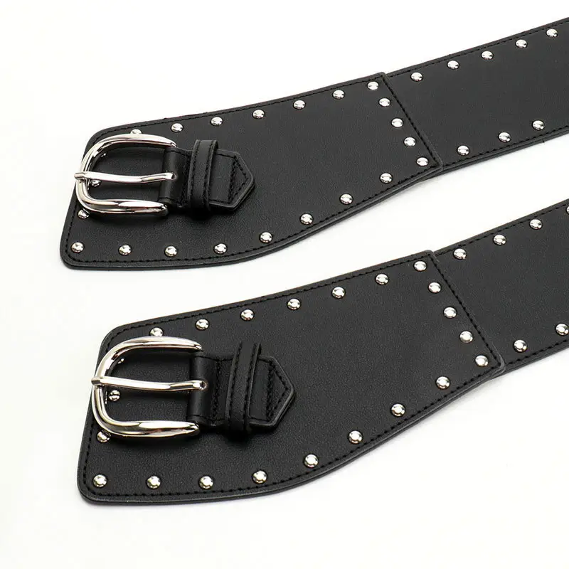 Black Heavy Punk Belt with Rivet Buckle for Women - Image 3