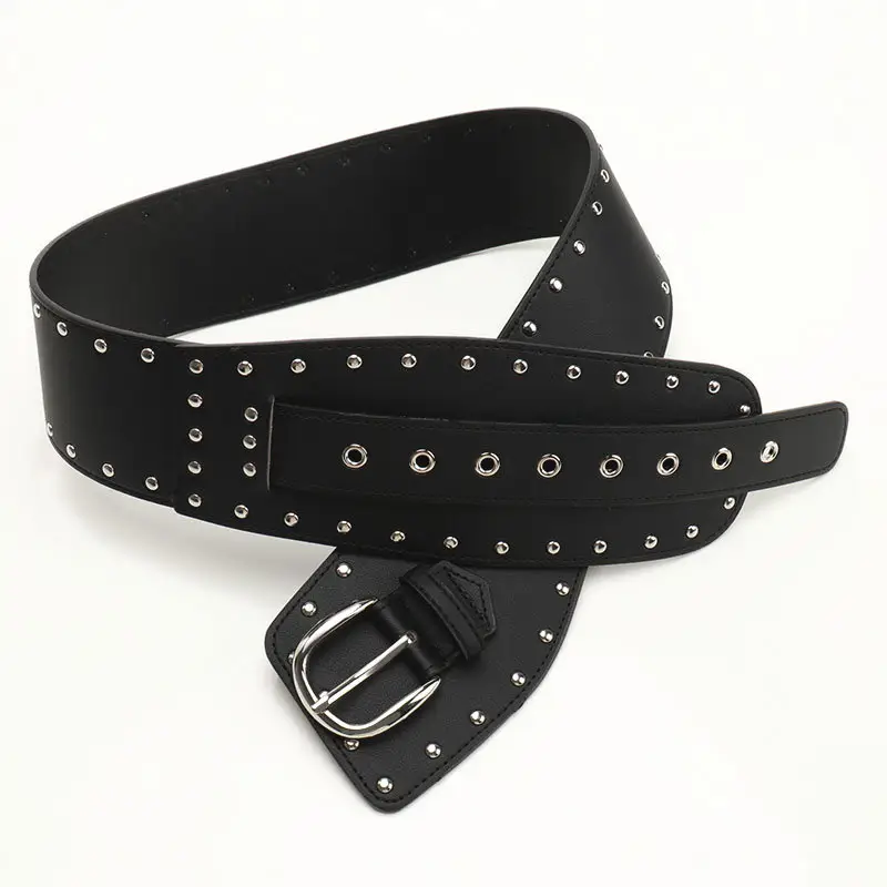 Black Heavy Punk Belt with Rivet Buckle for Women - Image 5