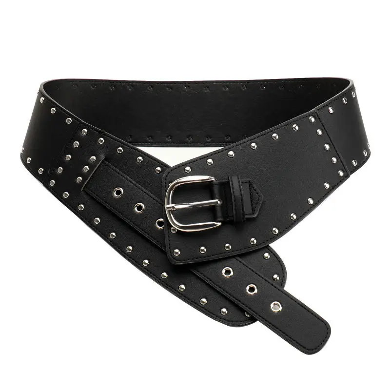 Black Heavy Punk Belt with Rivet Buckle for Women - Image 6