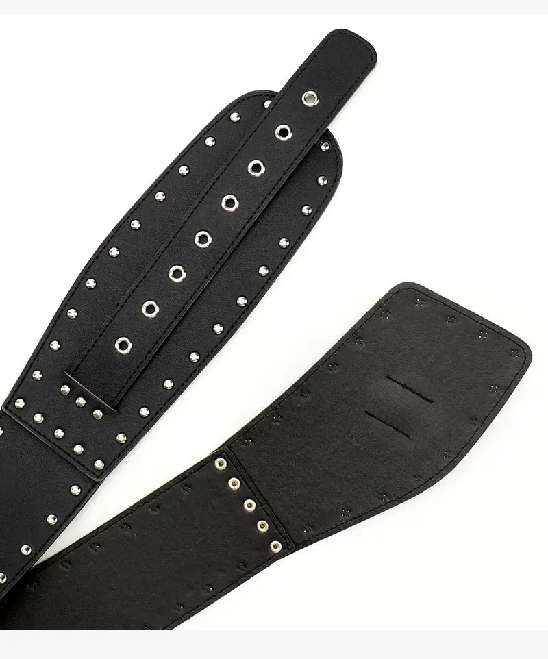 Black Heavy Punk Belt with Rivet Buckle for Women — feature 22