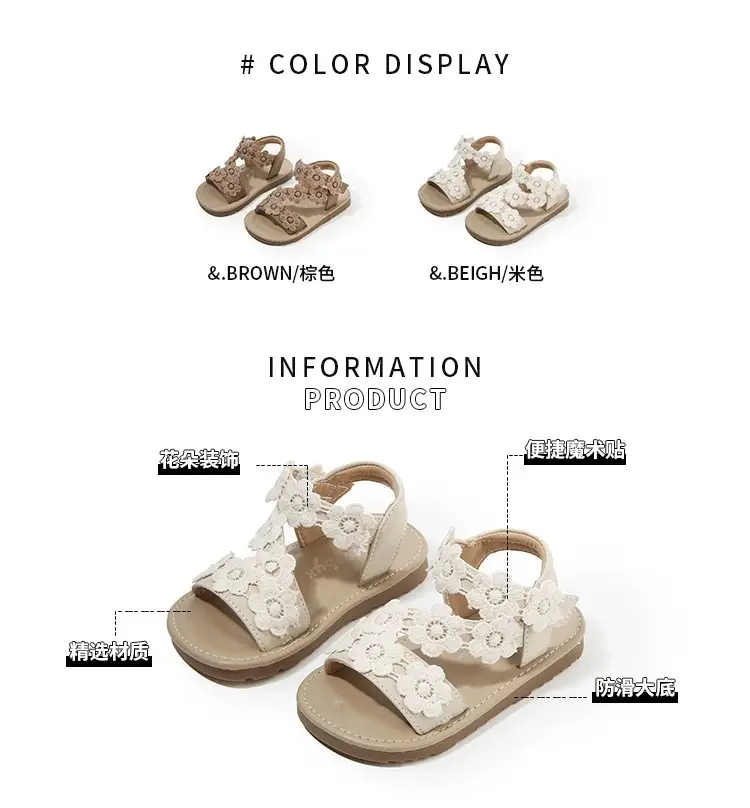 Baby Girl Open Toe Lace Sandals 1-3Yrs Breathable — feature 5