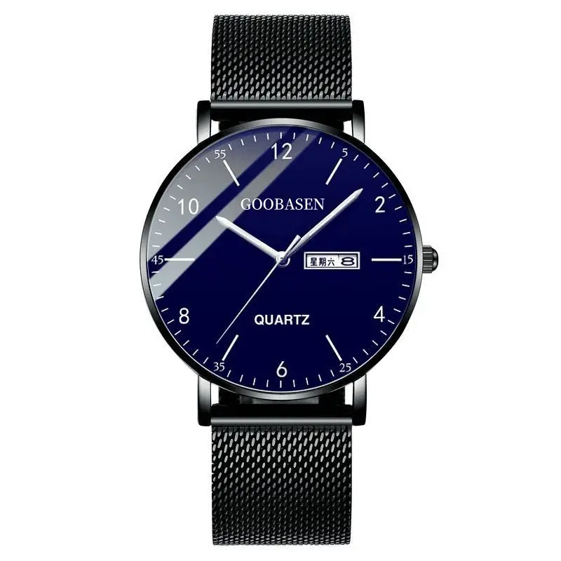 Guberson Men's Blue Quartz Watch with Dual Calendar - Image 3