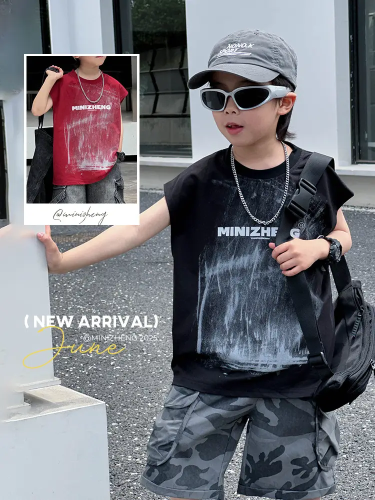 Kids Korean Style Sleeveless Vest T-Shirt 2025 - Image 2