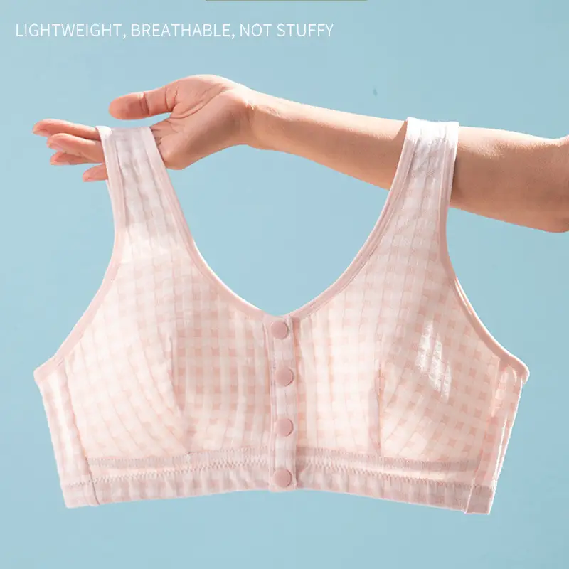 Mom's Sleep Front-Closure Cotton Bra for Women Without Underwire, Push-Up Bra for Middle-Aged and Elderly, Comfortable Plus-Size Bra