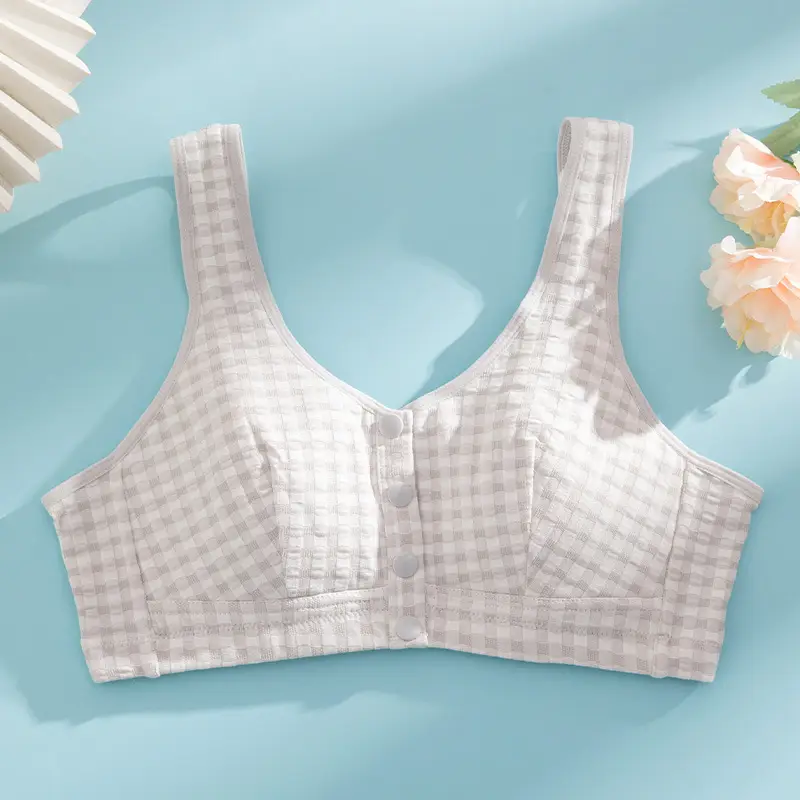 Mom's Sleep Front-Closure Cotton Bra for Women Without Underwire, Push-Up Bra for Middle-Aged and Elderly, Comfortable Plus-Size Bra