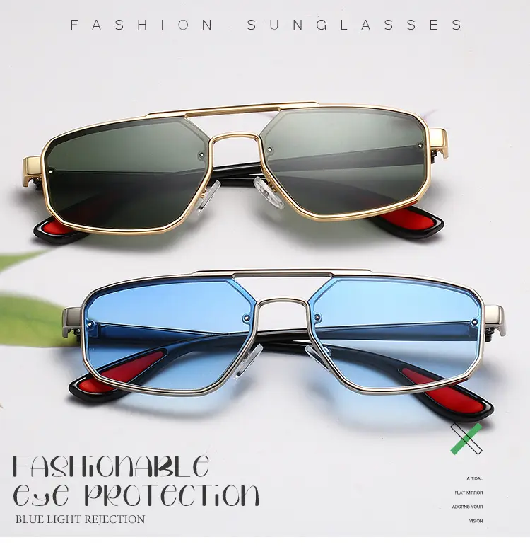 Men Women Metal Polygonal Sunglasses Cross Border Fashion — feature 1