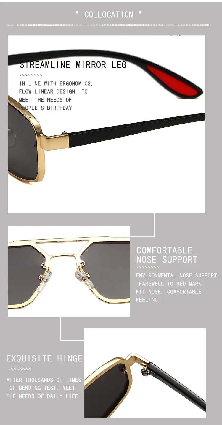Men Women Metal Polygonal Sunglasses Cross Border Fashion — feature 14