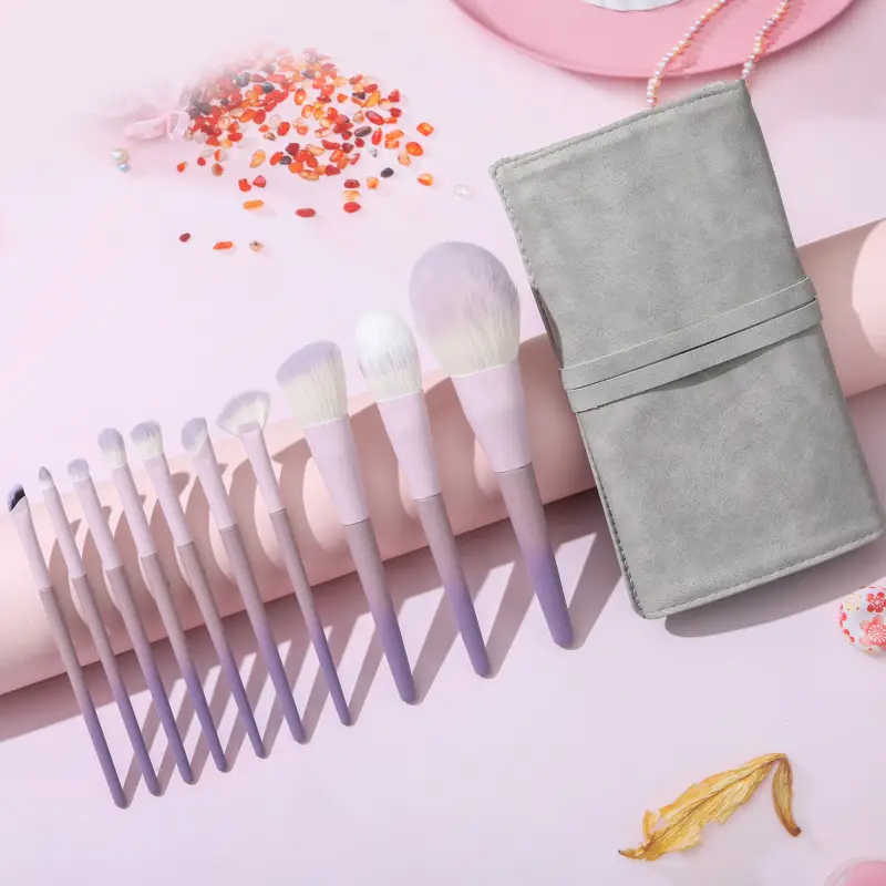 10-Piece Starry Purple Makeup Brush Set for Beginners - Image 3