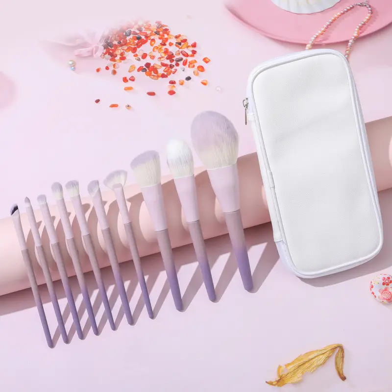 10-Piece Starry Purple Makeup Brush Set for Beginners - Image 4