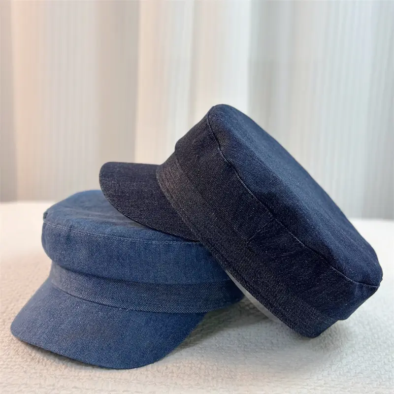 Navy Blue Denim Baseball Cap Retro Casual Streetwear - Image 6