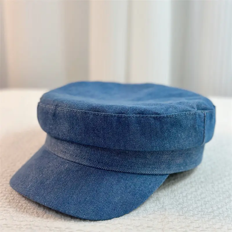 Navy Blue Denim Baseball Cap Retro Casual Streetwear - Image 3