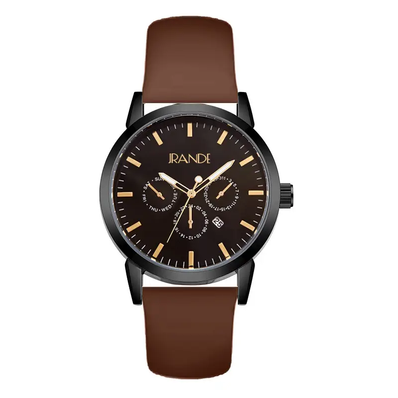 Women's Black Dial Quartz Watch with Brown Silicone Band - Image 6