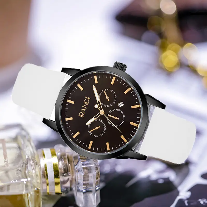 Women's Black Dial Quartz Watch with Brown Silicone Band - Image 7