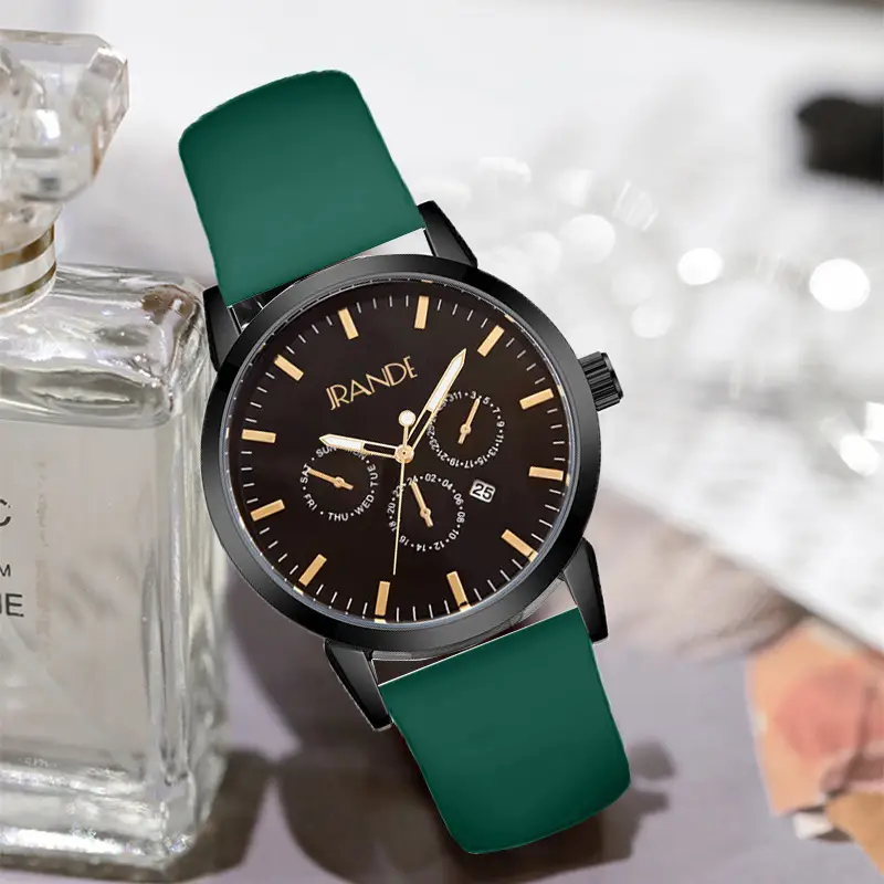 Women's Black Dial Quartz Watch with Brown Silicone Band - Image 9