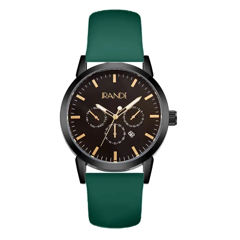 Women's Black Dial Quartz Watch with Brown Silicone Band - Image 10