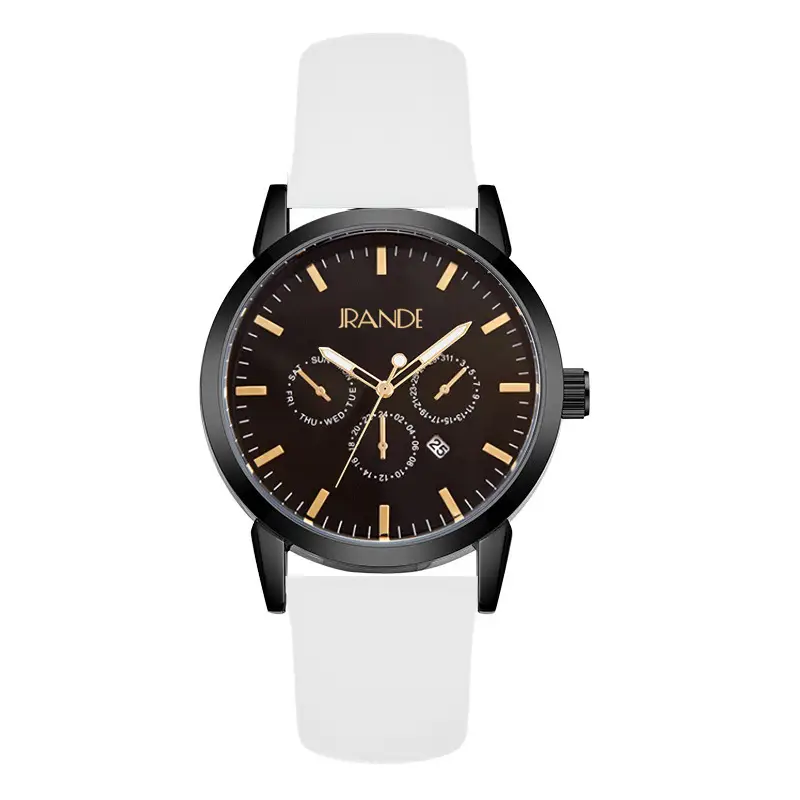 Women's Black Dial Quartz Watch with Brown Silicone Band - Image 4