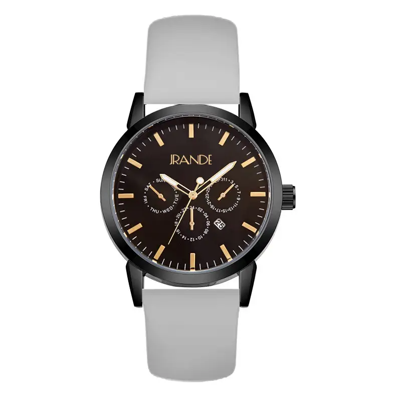 Women's Black Dial Quartz Watch with Brown Silicone Band - Image 5