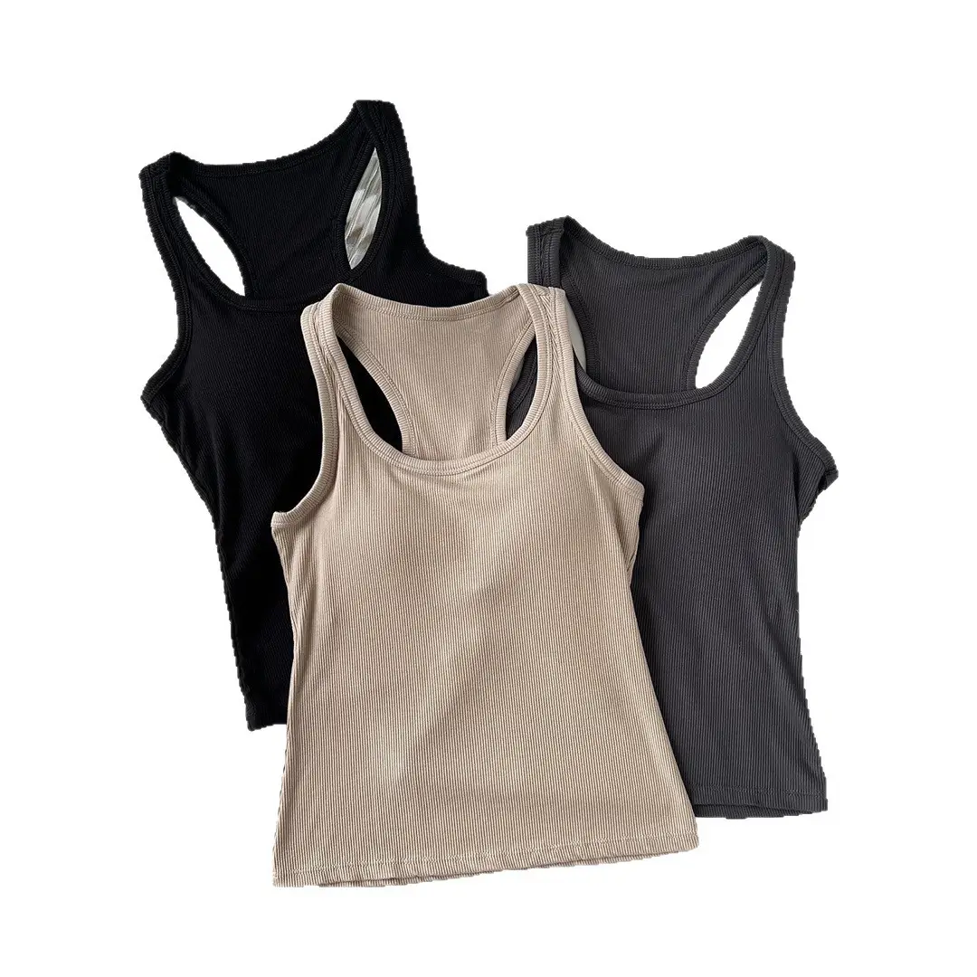 American-Style Racerback Tank Top with Chest Pads, Anti-Exposure Base Layer, Sexy and Slimming Outerwear, Tube Top