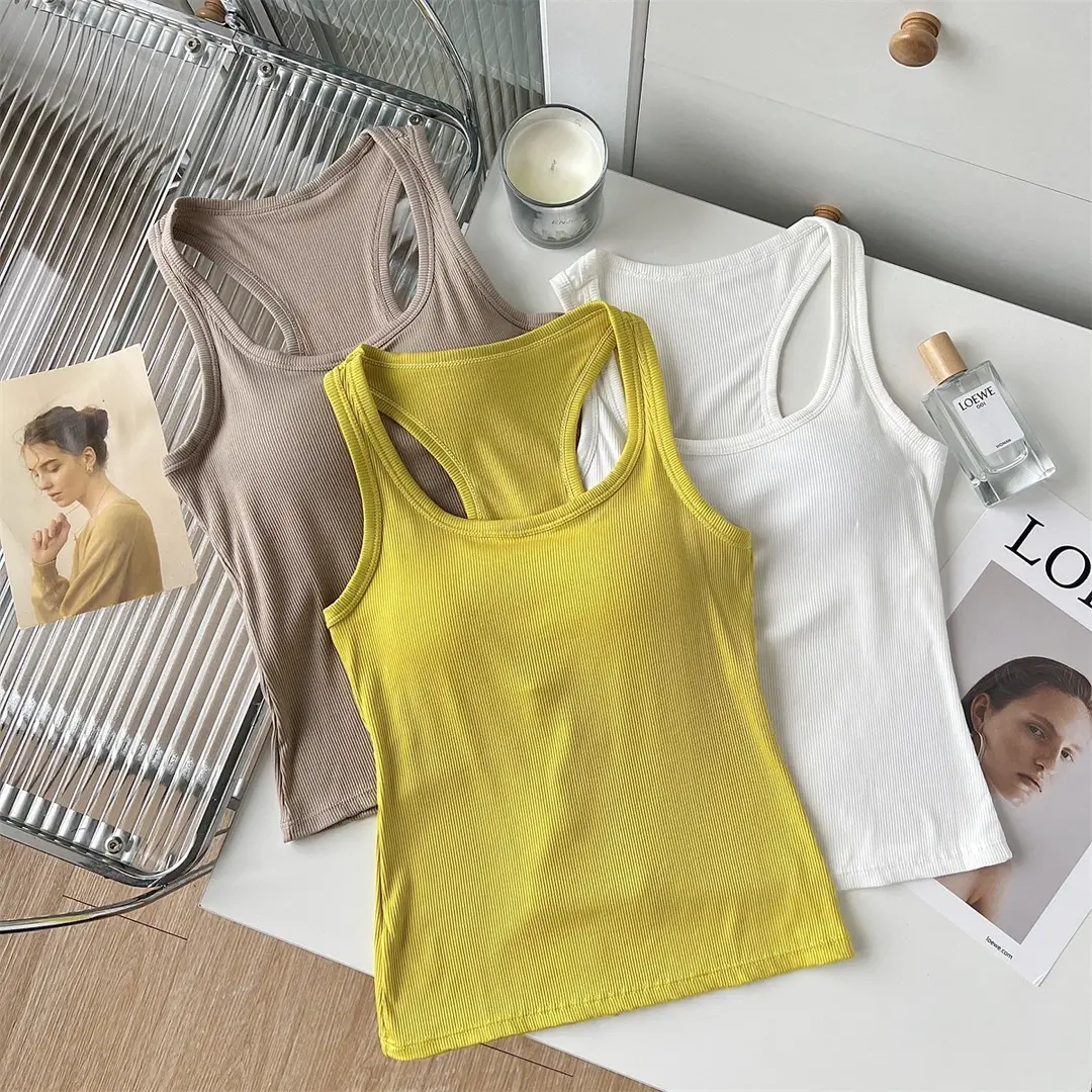 American-Style Racerback Tank Top with Chest Pads, Anti-Exposure Base Layer, Sexy and Slimming Outerwear, Tube Top — feature 13
