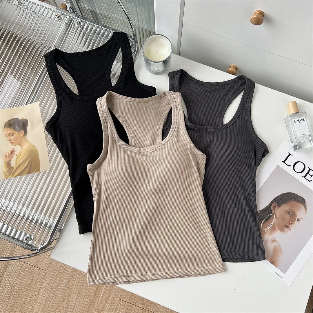 American-Style Racerback Tank Top with Chest Pads, Anti-Exposure Base Layer, Sexy and Slimming Outerwear, Tube Top — feature 14