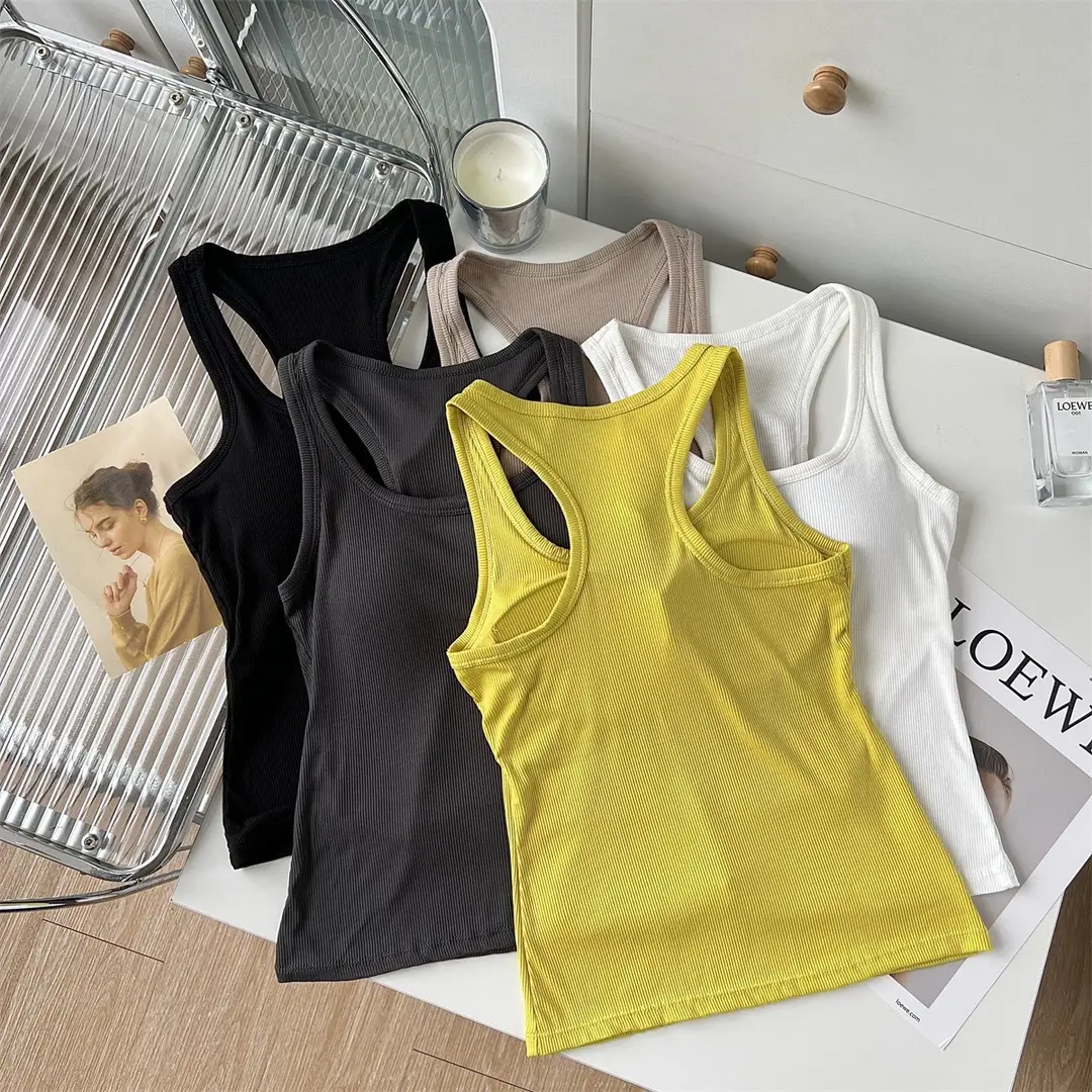 American-Style Racerback Tank Top with Chest Pads, Anti-Exposure Base Layer, Sexy and Slimming Outerwear, Tube Top — feature 15