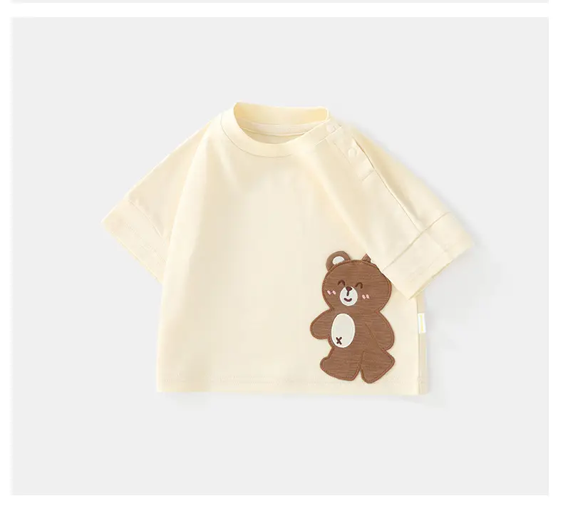 Duuduu Baby T-Shirt Small Brown Bear Print Summer Top — feature 17