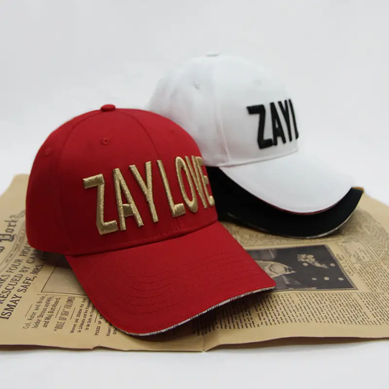 Zay Love 3D Logo Baseball Cap Red with White Trim - Image 3