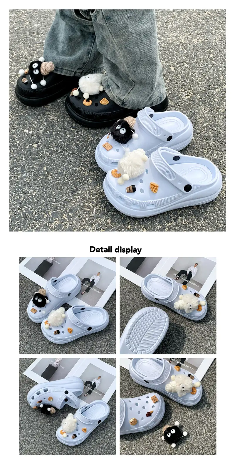 Cross Clogs Puff Style Thick-Soled Clogs for Women to Wear Summer Eva Slippers High-Bottom Shoes for Women — feature 2