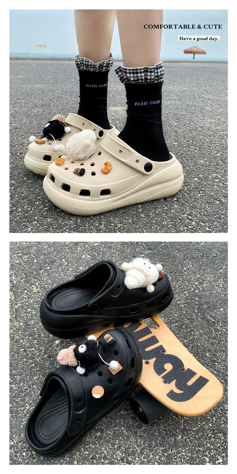 Cross Clogs Puff Style Thick-Soled Clogs for Women to Wear Summer Eva Slippers High-Bottom Shoes for Women — feature 5