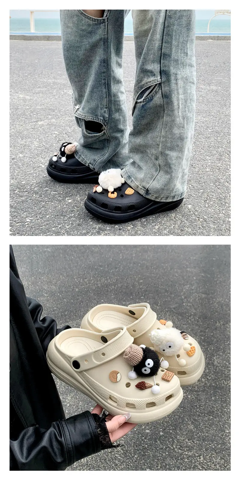 Cross Clogs Puff Style Thick-Soled Clogs for Women to Wear Summer Eva Slippers High-Bottom Shoes for Women — feature 8