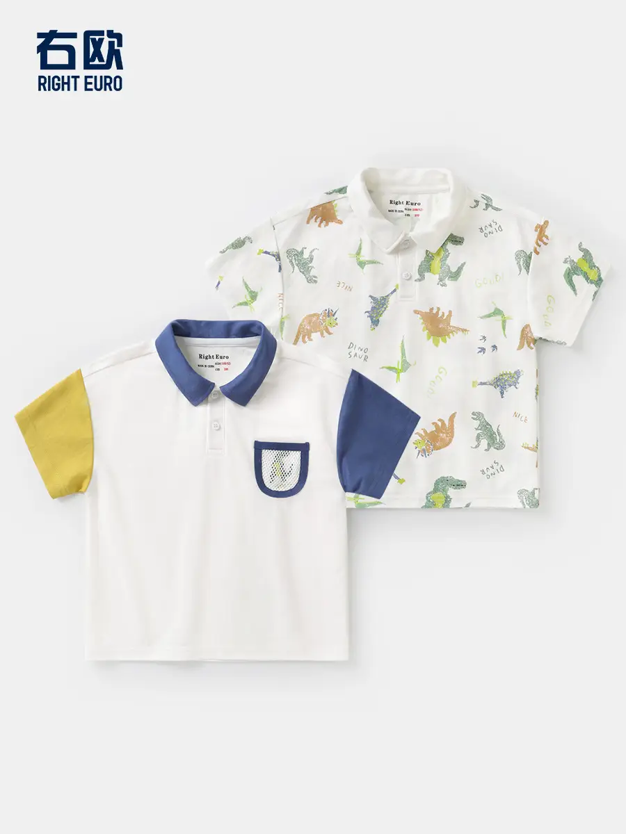Right European Boys Dinosaur Print T-Shirt Short Sleeve Summer - Image 5