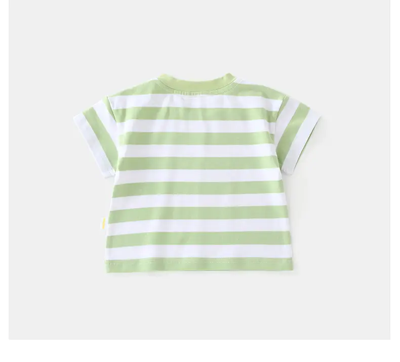 Duuduu Kids Striped Short Sleeve T-Shirt Green — feature 15