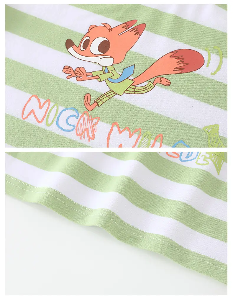 Duuduu Kids Striped Short Sleeve T-Shirt Green — feature 17