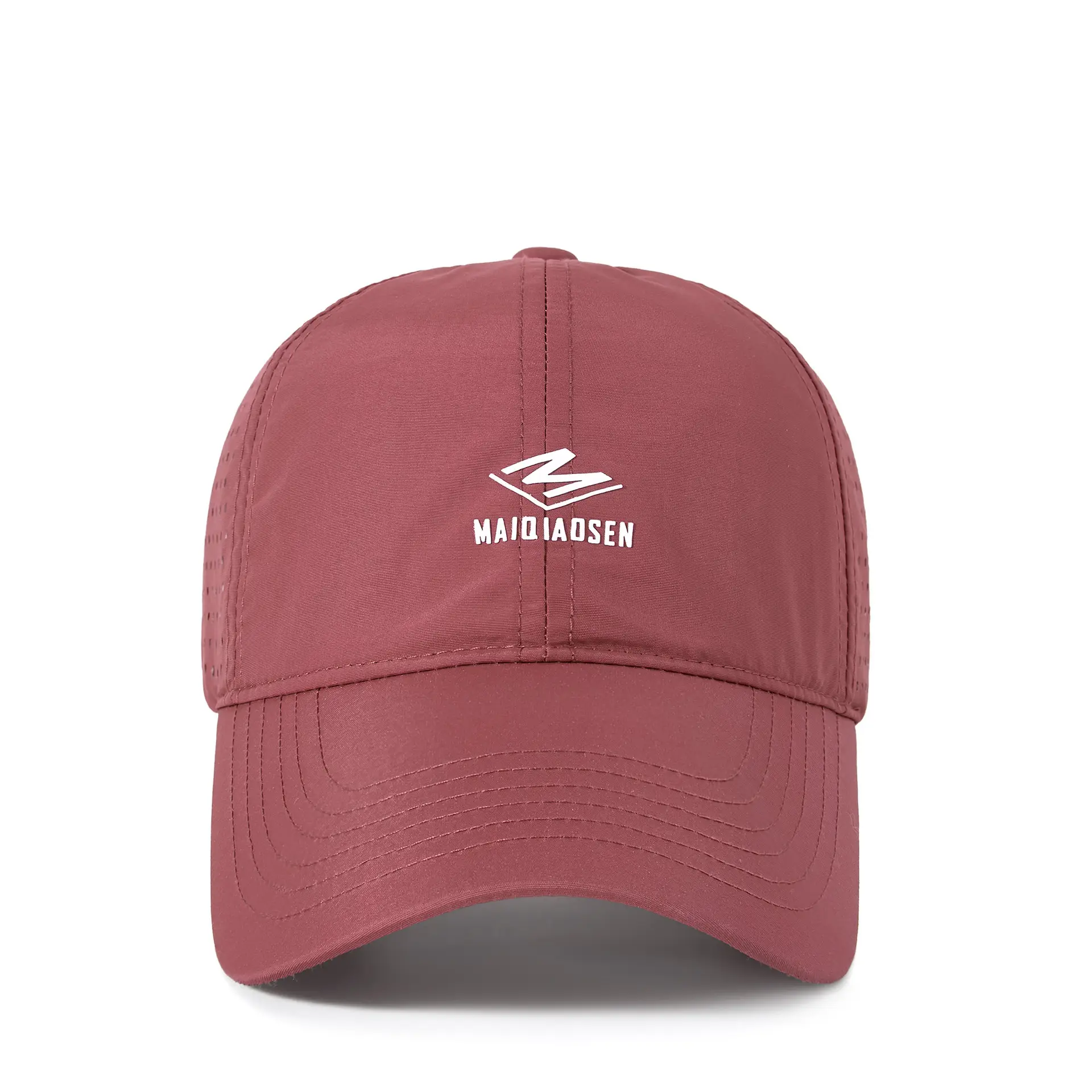 Maroon Women's Perforated Baseball Cap with Logo - Image 4