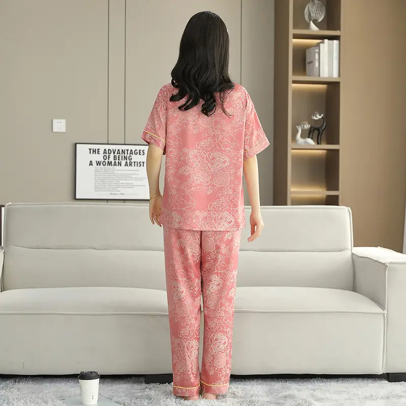Ice Silk Satin Pajamas Women's Shorts Three-Piece Set Women's Summer Silk Cationic Home Wear Style Can Be Worn Outside — feature 15
