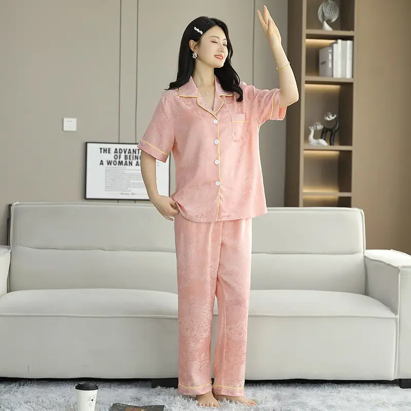 Ice Silk Satin Pajamas Women's Shorts Three-Piece Set Women's Summer Silk Cationic Home Wear Style Can Be Worn Outside — feature 24