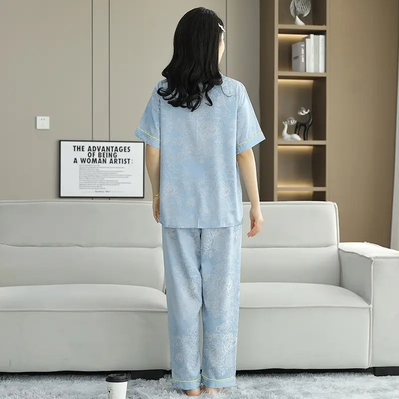 Ice Silk Satin Pajamas Women's Shorts Three-Piece Set Women's Summer Silk Cationic Home Wear Style Can Be Worn Outside — feature 35