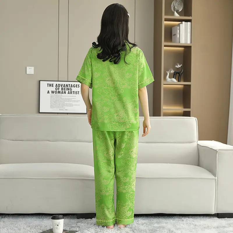 Ice Silk Satin Pajamas Women's Shorts Three-Piece Set Women's Summer Silk Cationic Home Wear Style Can Be Worn Outside — feature 45